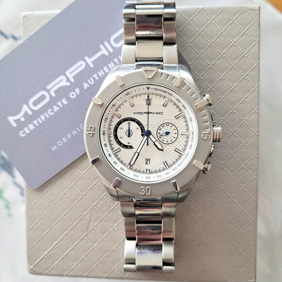 Morphic M94 Series Men's Chronograph White Dial Bracelet Watch - Picture 1 of 7